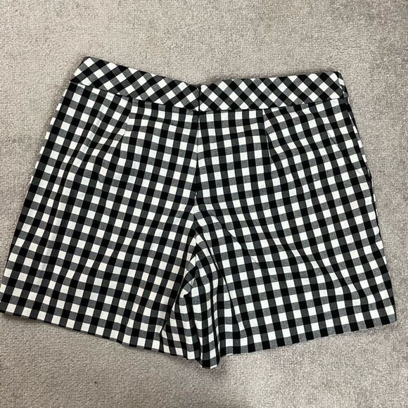 For the Republic Womens 10 Shorts Black White Check Embroidered Floral Stretch - Picture 3 of 4
